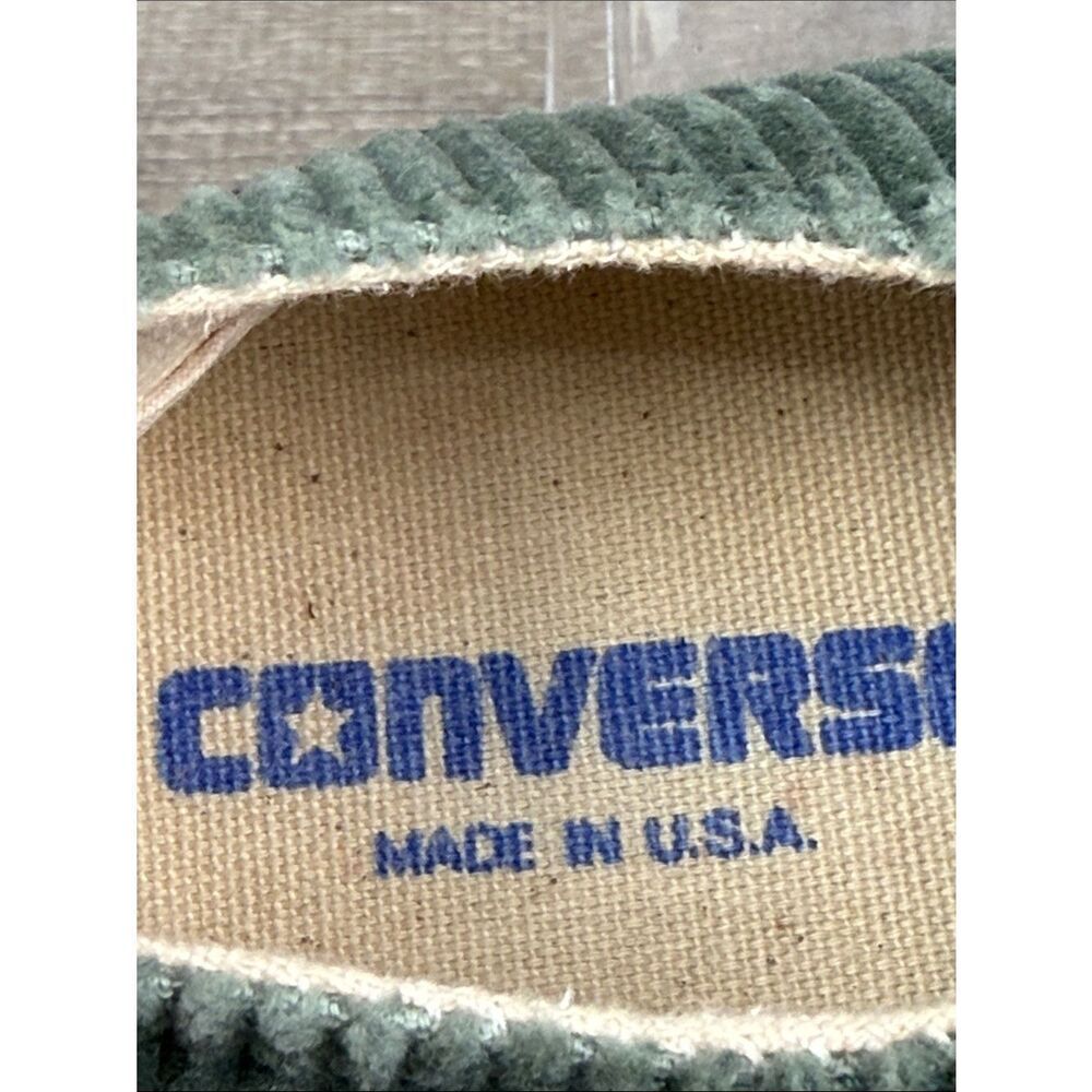 Vtg Converse All-Star Men’s Sz 6/Womens 8 Low Green Corduroy Sneakers Made in US - Picture 11 of 12